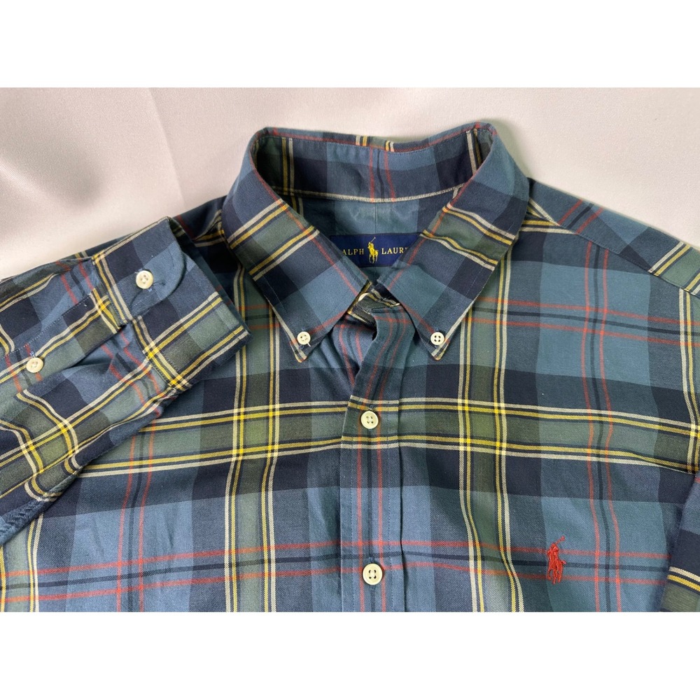 Ralph Lauren Blue Plaid Casual Button Down Shirt